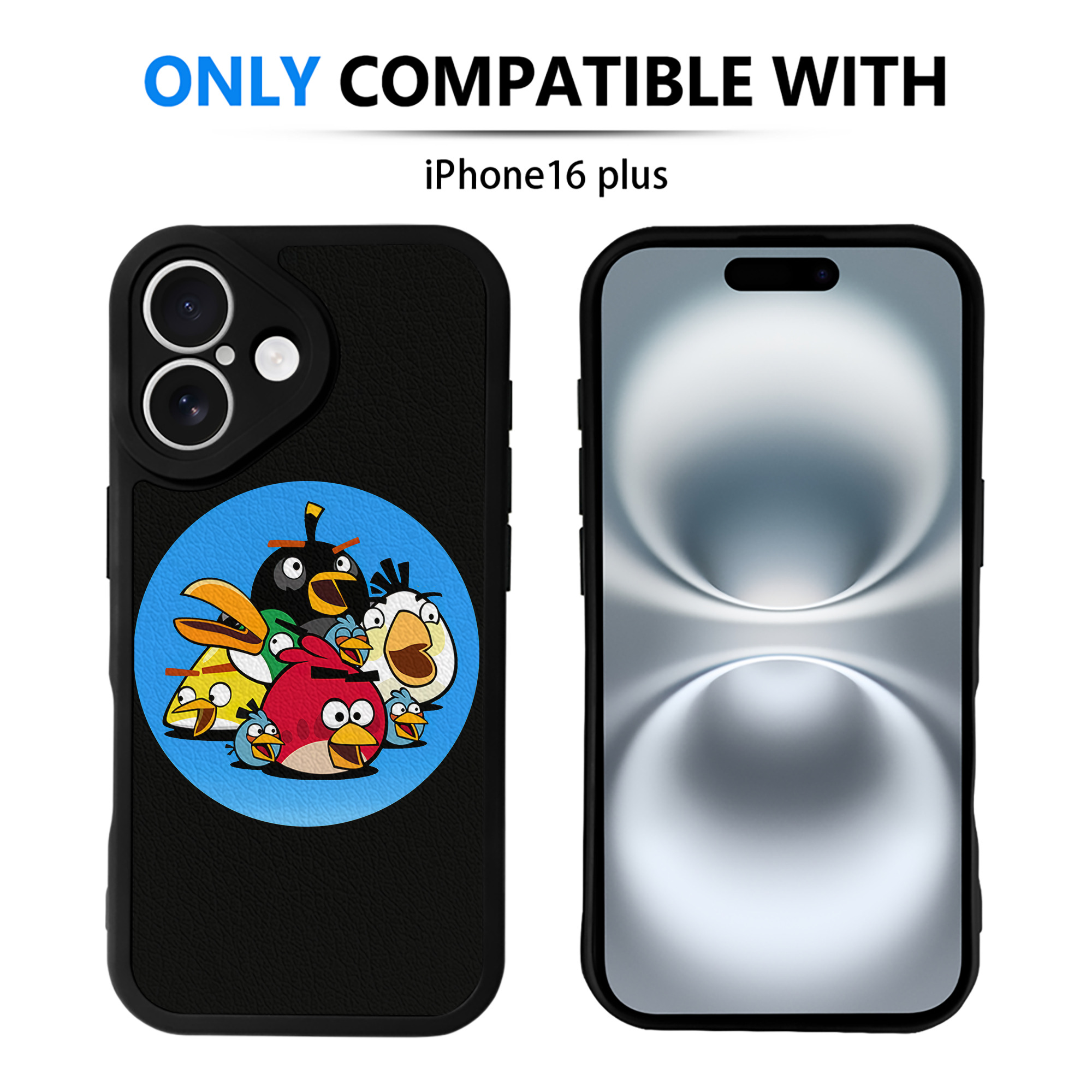 （画像用） Angry Birds アングリーバード 【iPhone 16シリーズ対応】シリコンスマホケース（レザー調） 材質：シリコン